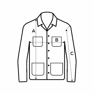 Size guide, workers jacket, L'Usine Bleue