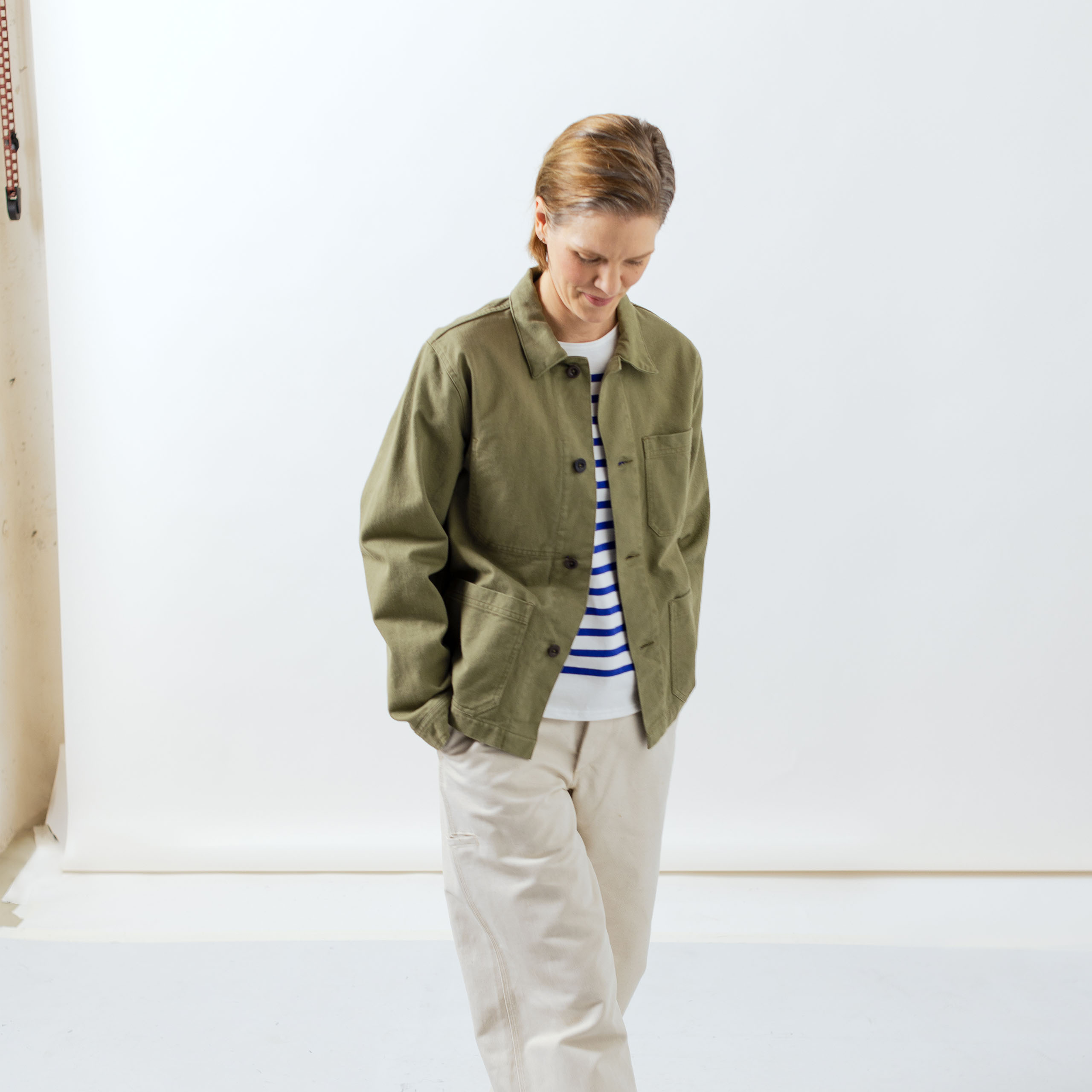 L’Usine Bleue Coltin Work Jacket Light Green – Shorter Sleeves Version