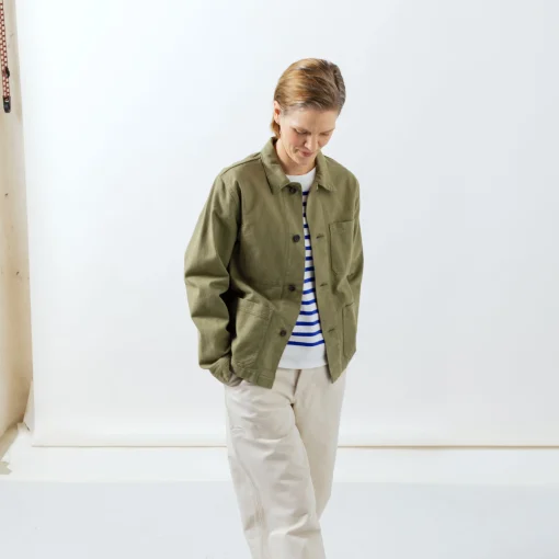 L’Usine Bleue Coltin Work Jacket Light Green - Shorter Sleeves Version